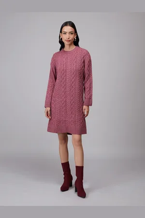 20Dresses Women Pink Self Design Jumper Dress
