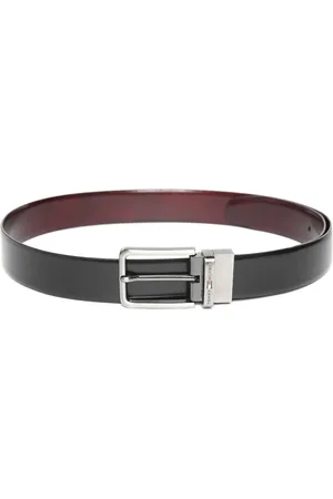 Tommy Hilfiger Men Black & Burgundy Solid Reversible Leather Belt