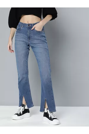 Flying Machine Women Blue Straight Fit High-Rise Light Fade Stretchable Jeans