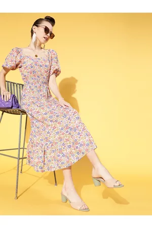 ATHENA Women Classic White Floral Sun Dress