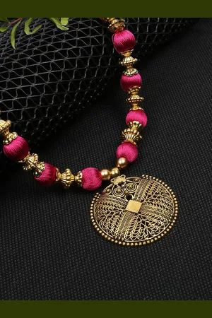 Akshara Clothing Pink & Gold-Plated Oxidised Necklace