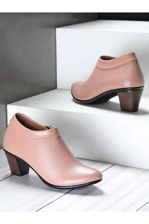 SHEZONE Peach-Coloured Block Boots