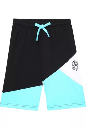 UNDER FOURTEEN ONLY Boys Blue Colourblocked Slim Fit Shorts