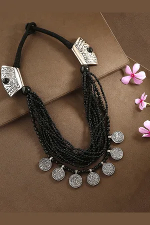 Bamboo Tree Jewels Black Alloy Handcrafted Necklace