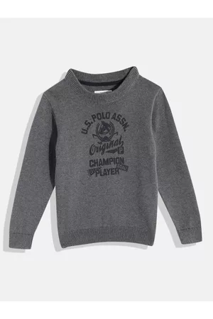 Ralph Lauren Boys Grey Brand Logo Print Pullover