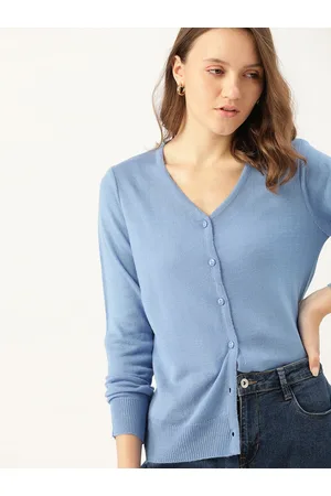 DressBerry Women Blue Solid Cardigan