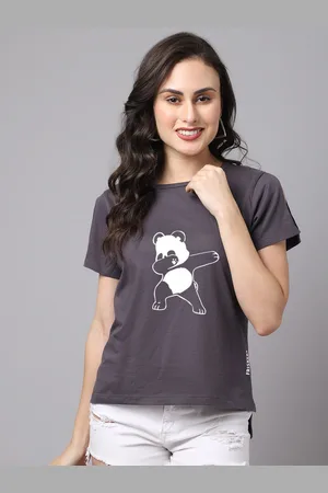 Friskers Women Grey Kung Fu Panda Printed Cotton T-shirt