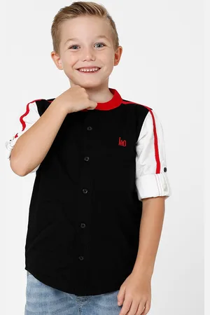 KATE & OSCAR Boys Black Standard Cotton Casual Shirt