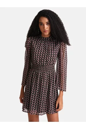 Kazo Women Maroon Printed Satin Dress