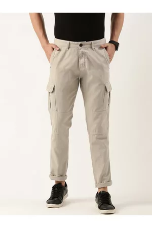 IVOC Men Pure Cotton Slim Fit Over-dye Cargos Trousers