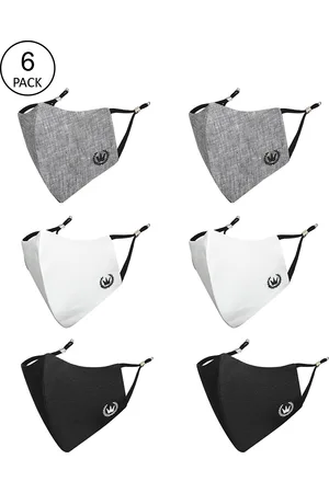 Masq Men Pack of 6 Reusable 3-Ply Adjustable Anti-Pollution Pure Cotton Cloth Masks