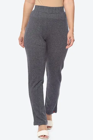 Biba Women Navy Blue Striped Smart Slim Fit Trousers
