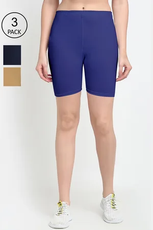 GRACIT Women Pack Of 3 Blue & Black Cycling Sports Shorts