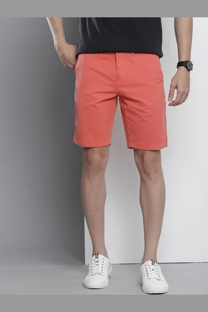 Nautica Men Coral Red Solid Slim Fit Low-Rise Shorts