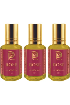 Duze Set Of 3 Natural Rose Made in Kannauj Long Lasting Alcohol Free Attar With Roller 9ml