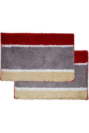 Ariana Set Of 2 Grey & Red Striped 1600 GSM Bath Rugs