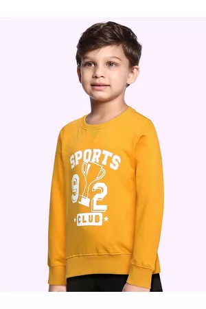 Miss & Chief Boys Yellow Printed Pure Cotton Sweatshirt