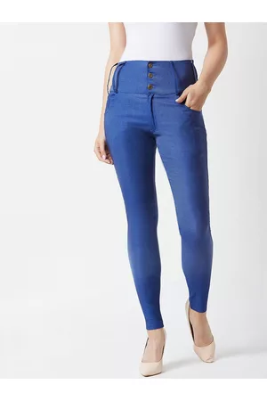 Miss Chase Women Blue Solid Skinny Fit High-Rise Jeggings