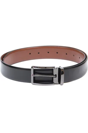 thickskin Men Black Textured Leather Reversible Formal Belt