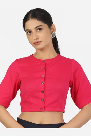 Llajja Women Magenta Solid Readymade Saree Blouse