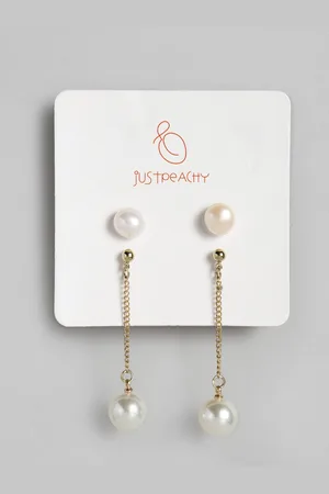 justpeachy Set of Spherical Stud & Drop Earrings