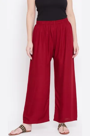 Castle Women Maroon Solid Straight Palazzos