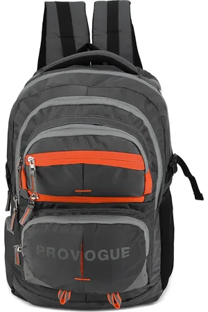 Provogue Unisex Grey & Orange Solid Backpack with Rain Cover