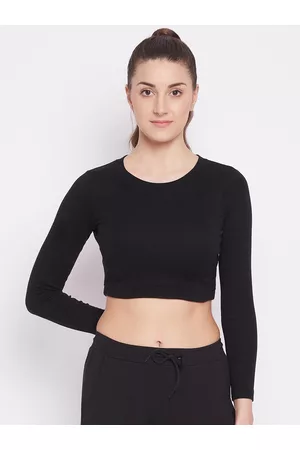 ATHLISIS Black Solid Fitted Crop Top