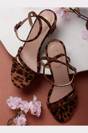 PANAHI Brown Printed Block Heels