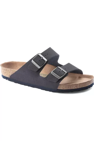 Birkenstock Arizona Vegan Desert Dust Indigo Blue Regular Width Two-Strap Sandals