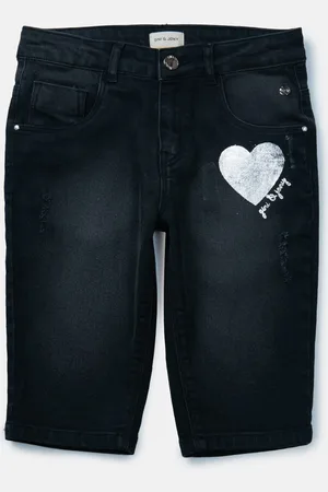 Gini and Jony Girls Navy Blue & White Printed Capris