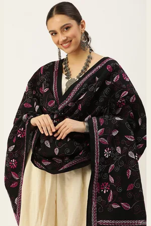 ArtEastri Embroidered Pure Cotton Dupatta With Kantha Work