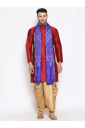 Bazaar Men Dupattas - Men Blue & White Bandhani Dupatta