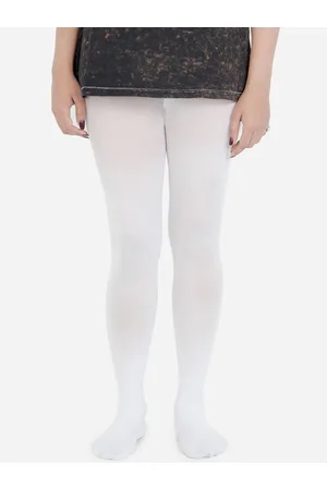 Bonjour Girls White Solid Stockings