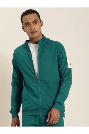 Difference of Opinion Men Green Colourblocked Sweatshirt