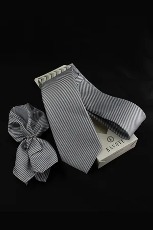 KOVOVE Men Silver-Toned Striped Accessory Gift Set