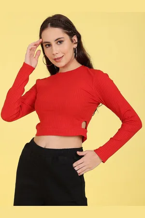 Flying Machine Women Ribbed Crop Top