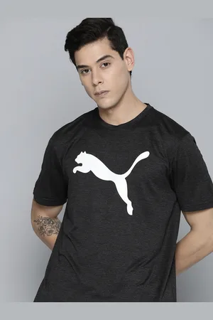 PUMA Men Black Brand Logo Printed TRAIN FAV HEATHER CAT T-shirt