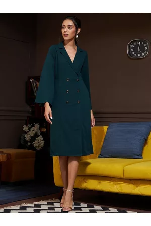 ATHENA Women Green Bell Sleeves Formal Dress