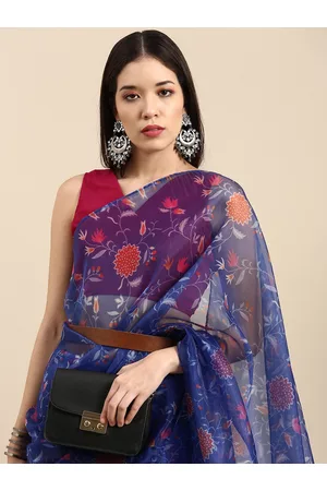 Sangria Women Floral Printed Saree with Blouse Piece