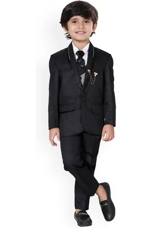 DKGF FASHION Boys Black 5-piece Suit