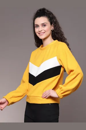 KASSUALLY Women Yellow Pullover Sweatshirt