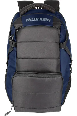 WildHorn Unisex Blue & Grey Colourblocked Laptop Backpack