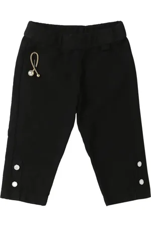 Tiny Girl Girls Black Solid Cotton Capris