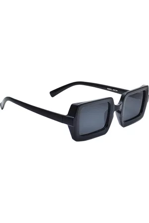 Peter Jones Eyewear Unisex Black Lens & Black Rectangle Sunglasses with UV Protected Lens