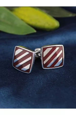Kavove Maroon & White Square Cufflink