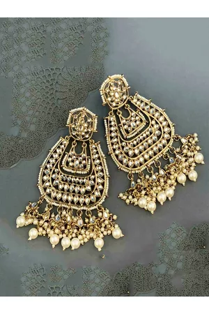 ANIKAS CREATION Woman Gold-Toned Kundan studded Designer Drop Earring
