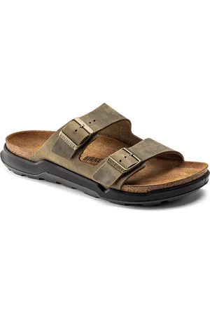 Birkenstock Arizona Ct Faded Khaki Regular Width Oiled Leather Two-Strap Sandals