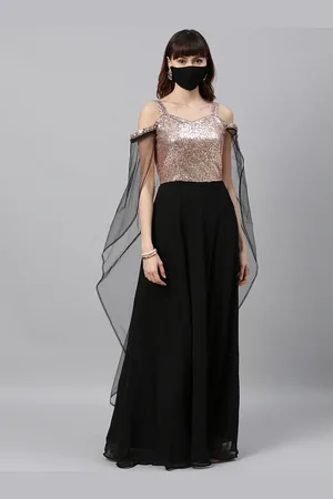 Ethnovog Women Black Solid Made To Measure Maxi Dress