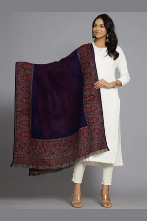 HANDICRAFT PALACE Women Blue Woven-Design Shawl